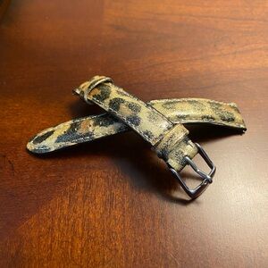 Michele Leopard Print Leather Glitter watch band, 18mm. MS16AA350189